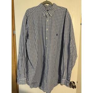 Ralph Lauren Mens 2XLT Blue Classic Long Sleeve Blue Pony Polo Oxford